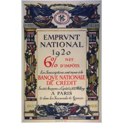 Aff. 77x117cm - Emprunt National 1920 Banque Nationale de Crédit