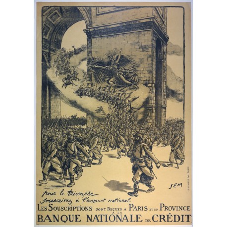 Aff. 79x112cm - Pour le triomphe souscrivez à l'emprunt national Banque Nationale de Crédit