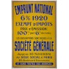 Aff. 78x117cm - Emprunt National 6% Exempt d'impôts Société Générale