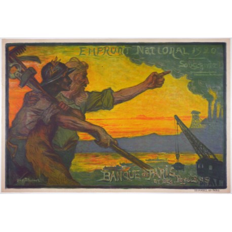 Aff. 116x78cm - Emprunt National 1920 Banque de Paris et des Pays-Bas