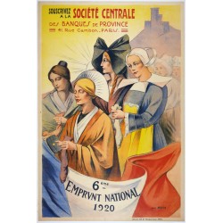 Aff. 78x117cm - Souscrivez à la Société Générale des banques de Province 6ème emprunt national 1920