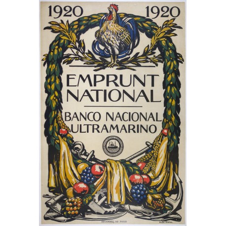 Aff. 77x118cm - Banco National Ultra Marino 1920