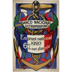 Aff. 77x117cm - Banco National Ultra Marino 1920 Emprunt National 6% Net d'impôts