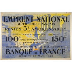 Aff. 115x76cm - Emprunt National du Trésor français Banque de France 1920
