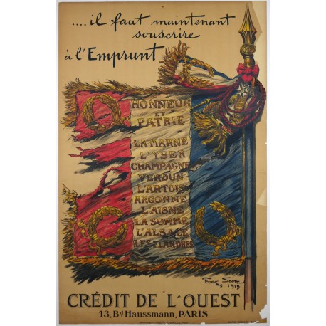 Aff. 77x118cm - Crédit de l'Ouest Il faut maintenant souscrire à l'Emprunt