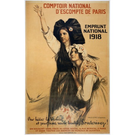 Aff. 77x117cm - Comptoir national d'escompte de Paris Emprunt national 1918