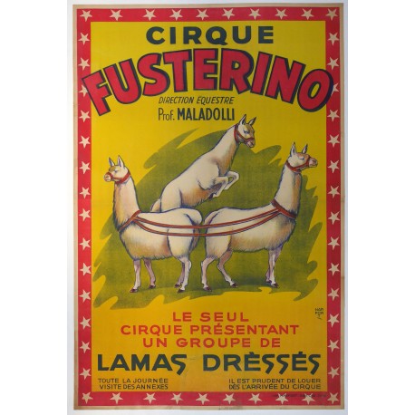 Aff. 77x116cm - Cirque Fusterino Lamas Dressés