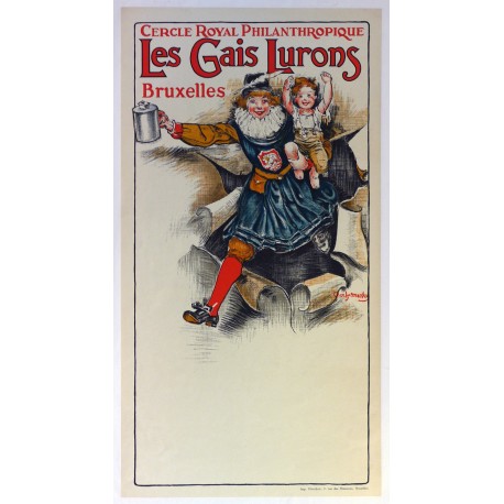 Aff. 40x74cm - Les Gais Lurons Bruxelles Cercle Royal Philanthropique