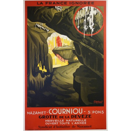 Aff. 62x99,5cm - La France ignorée Grotte de la Devèze