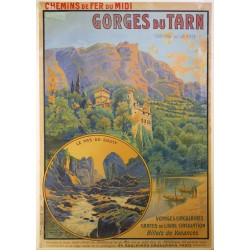 Aff. 72x104cm - Chermins de fer du Midi Gorges du Tarn