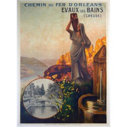 Aff. 73,5x102cm - Chemins de fer d'Orléans Evaux-les-Bains