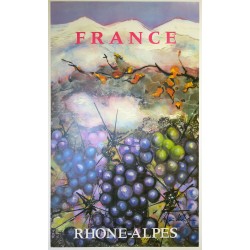 Aff. 59,5x98cm - France Rhône-Alpes Montagne et Raisins