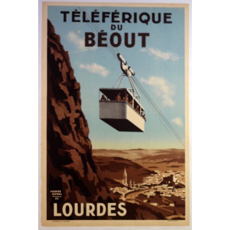 Aff. 39x60cm - Lourdes Téléphérique du Béout