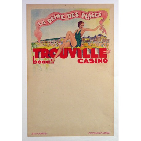 Aff. 58x39cm - Trouville Beach Casino La Reine des Plages