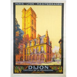 Aff. 77x106cm - Dijon Capitale de la Bourgogne PLM