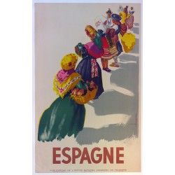 Aff. 63x97,5cm - Espagne Plusieurs Couples Office Espagnol du Tourisme