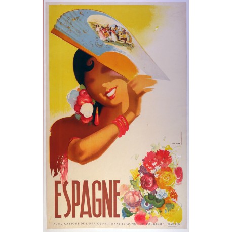 Aff. 62x100cm - Espagne Femme éventail Office national de tourisme espagnol