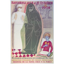Aff. 67,5x99cm - Espagne Barcelona del 4 al 8 octobre 1954 3eme Congreso