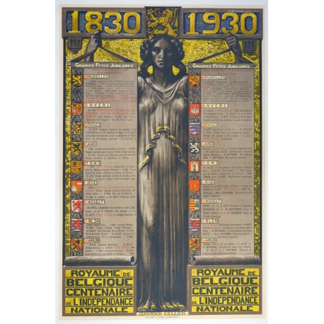 Aff. 65x98cm - Belgique Centenaire de l'indépendance nationale 1830-1930