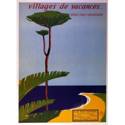 Aff. 55x75cm - Grece Italie Yougoslavie Villages de Vacances Club Médieterranée