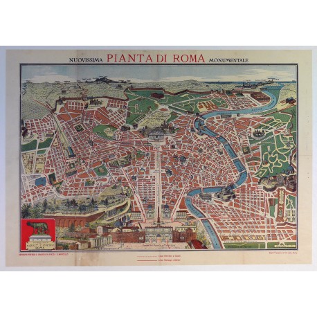 Aff. 67x47cm - Italie Pianta di Roma (Plan de Rome)