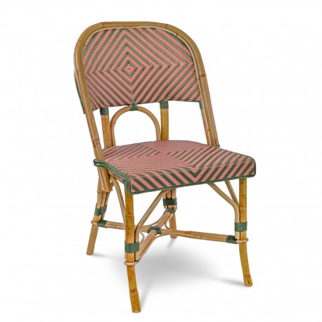 Chaise en Rotin - Valence Losanges Vert/Rose