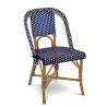 Chaise en Rotin - Lyon Carrés Bleu Marine/Blanc