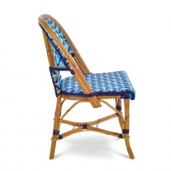 Chaise en Rotin - Saint Tropez Croix Bleu Clair/Bleu Marine/Blanc