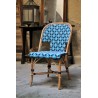 Chaise en Rotin - Saint Tropez Croix Bleu Clair/Bleu Marine/Blanc