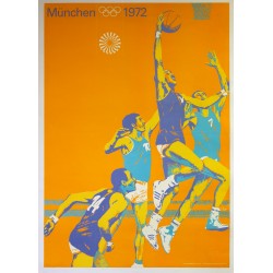 Aff. 58x83cm - Munchen Jeux Olympiques Munich 1972 Basketball