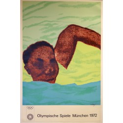 Aff. 65x99cm - Munchen Jeux Olympiques Munich 1972 Nageur