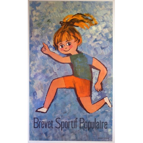 Aff. 58x98cm - Brevet sportif populaire Fillette