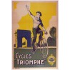 Aff. 59x85cm - Cycles Triomphe Paris (Cycliste vert et jaune)