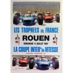 Aff. 39x61cm - Les trophées de France Rouen 1967 (Course Automobile)