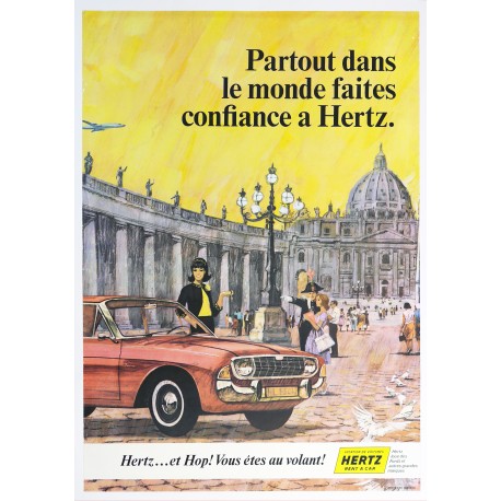 Aff. 60x85cm - Partout dans le monde faites confiance à Hertz