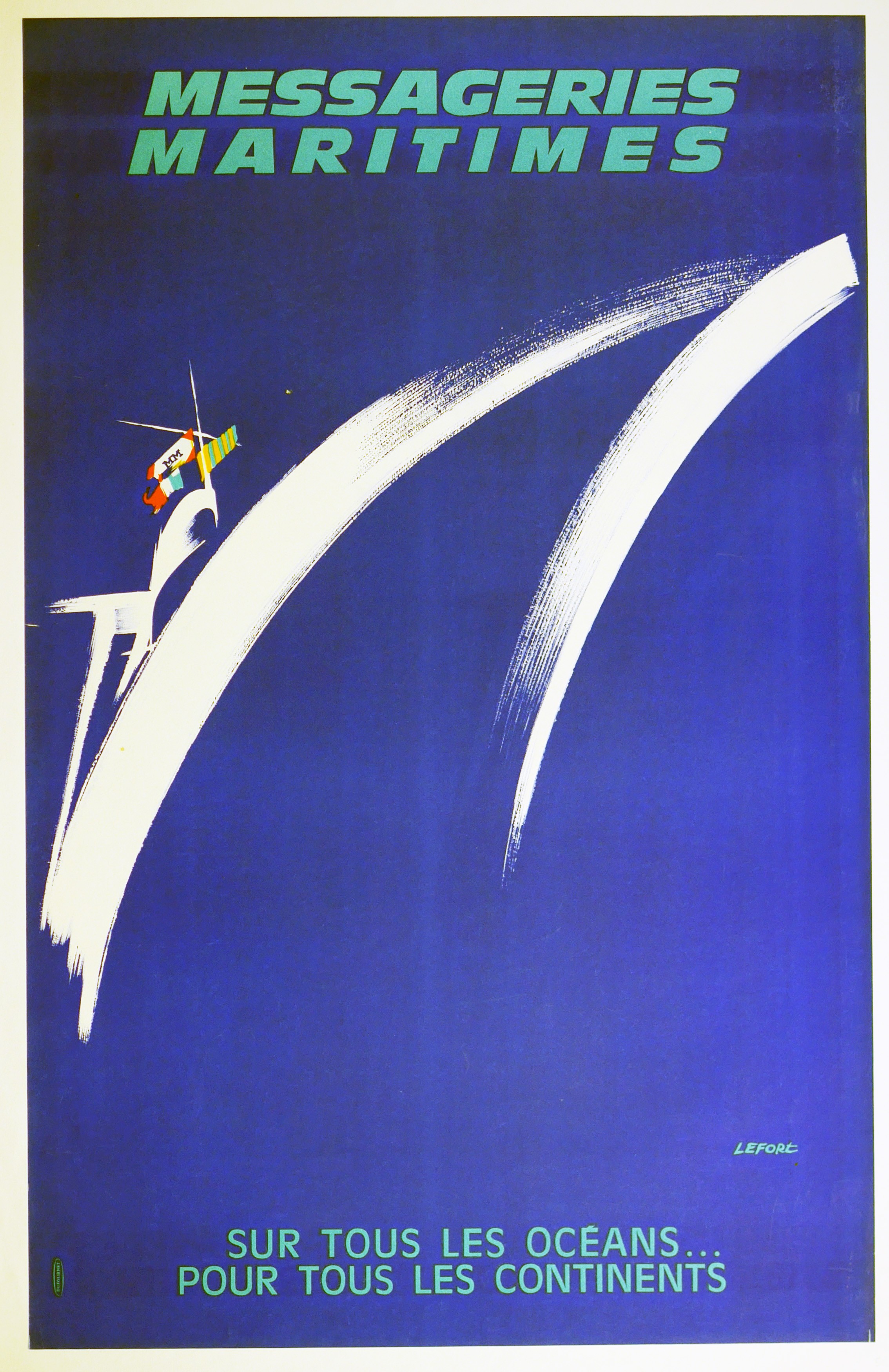 Affiche Dépliante Vintage - Compagnies Messageries Maritimes - Ligne Océan Indien