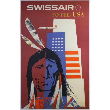 Aff. 62x100cm - Swissair to the USA
