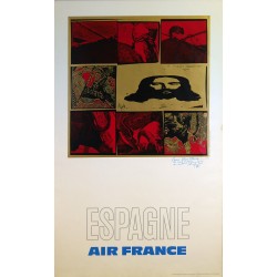 Aff. 60x100cm - Air France Espagne dédicassée par l'auteur