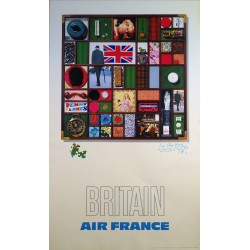 Aff. 60x100cm - Air France Britain dédicassée par l'auteur