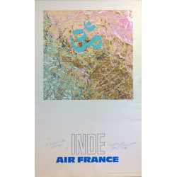 Aff. 60x100cm - Air France Inde dédicassée par l'auteur