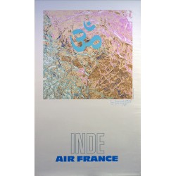 Aff. 60x100cm - Air France Inde dédicassée par l'auteur