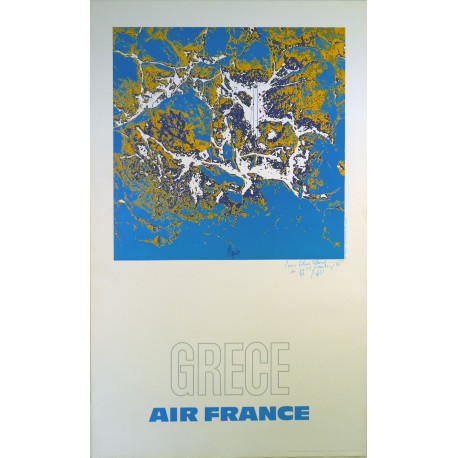 Aff. 60x100cm - Air France Grèce dédicassé par l'auteur
