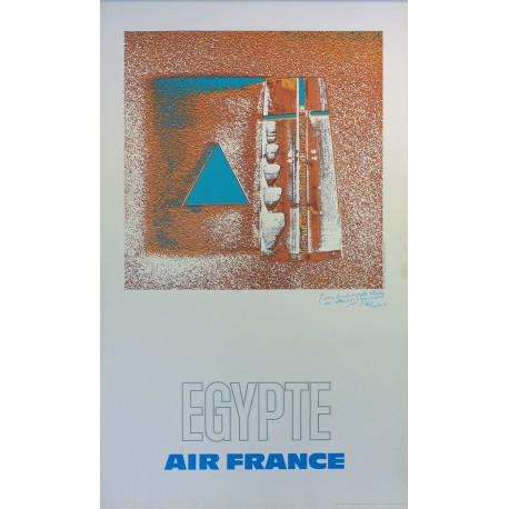 Aff. 60x100cm - Air France Egypte dédicassée par l'auteur
