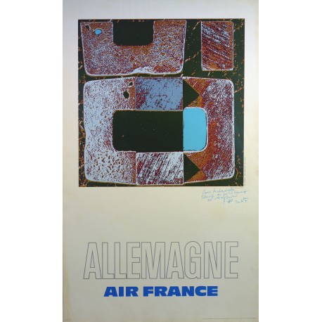 Aff. 60x100cm - Air France Allemagne dédicassée par l'auteur