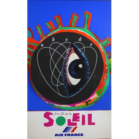 Aff. 60x100cm - Air France Plus vite que le soleil (sur carton)