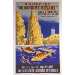 Aff. 61x99cm - Visitez les aquariums Mosans Anseremme (Belgique)