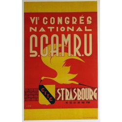 Aff. 49x80cm - 6eme congrès national du SCAMRU CFTC Strasbourg 25 au 28 mai 1950