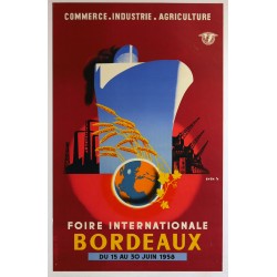 Aff. 62x99cm - Foire internationale de Bordeaux 15 au 30 juin 1958