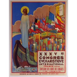 Aff. 59x79cm - 35eme Congrès Eucharistique International Nice 18 aout 1940