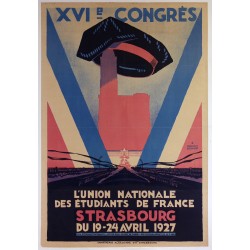 Aff. 76x110cm - 16eme congrès UNEF Strasbourg 19 25 avril 1927